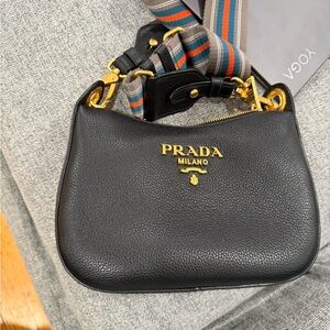 Prada Black Crossbody Bag with Gold Accents